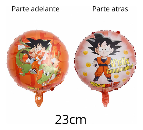 Pack 4 Globos Dragon Ball Z Redondos Metalizados Chicos 23cm Azul Negro Dragon Ball Z