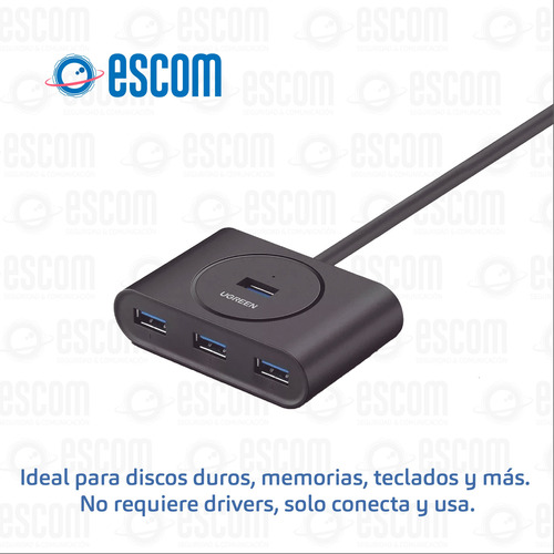 Hub Usb-a 3.0 4 En 1 4 Ptos Usb 3.0 5gbps 1m Ugreen