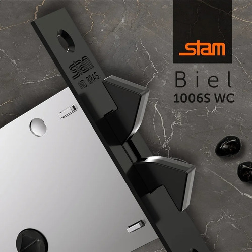Fechadura Stam 1006 Wc Roseta Redonda Preto Fosco Banheiro