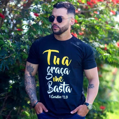 Kit 8 Camisetas Cristã Evangélica Versículo Tua Graça Basta