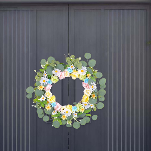 Corona De Rosas Artificiales, Corona De Flores Para Puerta