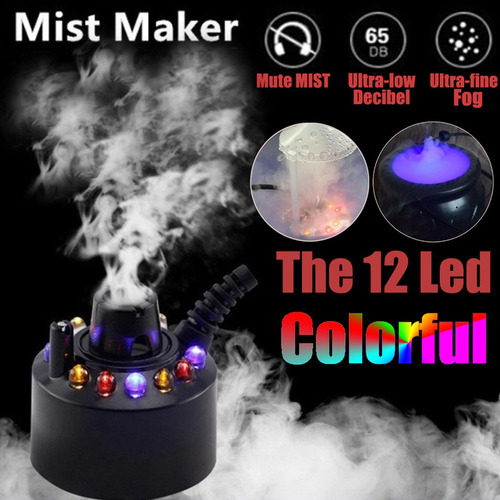 C Halloween Mist Maker Fogger 12 Luces Led De Aluminio Con A