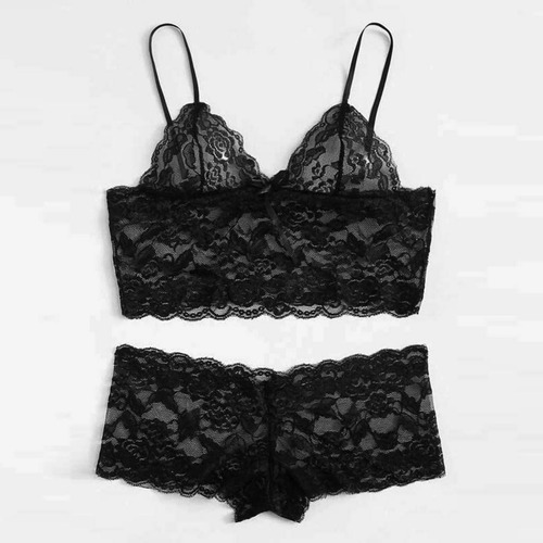 Cami De Encaje Para Mujer Con Conjunto De Pijama Corto De Le