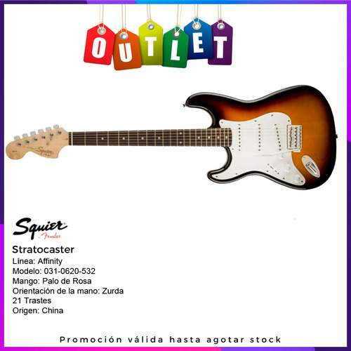 Guitarra Squier By Fender Affinity Strato Zurda Outlet Tm (Reacondicionado)