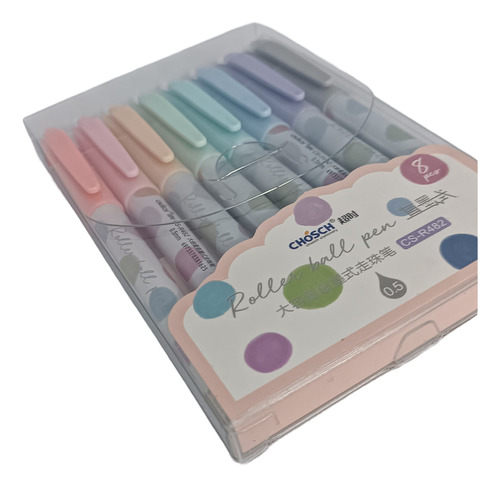 Lapiceras Roller Punta Metal Colores Pastel 0.5mm X 8u Tinta Multicolor Exterior Multicolor