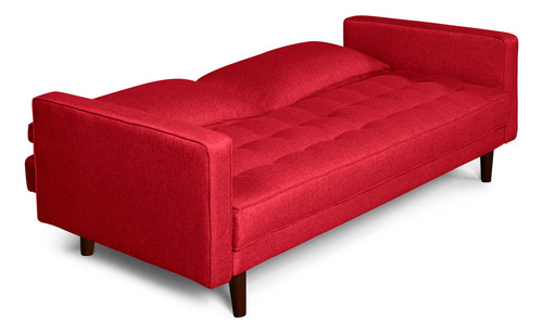 Sofá Cama Salim Makora Beehive De Lino Color Rojo
