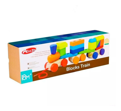 Imagen 3 de 8 de Acool Tren De Arrastre Madera Ensarte Didactico Ac7621