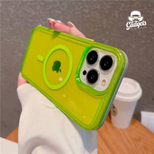 Imagen 10 de 10 de Funda Case Neon Fosforecente Retro Color Para iPhone Magsafe