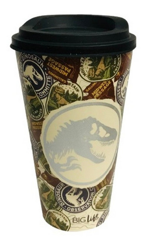 Imagen 1 de 5 de Vaso Tapa Cafe Plastico Mug Jurassic World Ar1 Vpjur Ellobo