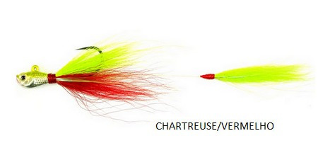 Isca Artificial Para Pesca Pro-tsuri Modelo Jig Bucktail Duplo Cichia Jbd21chrd Com Anzol 4/0 Peso 21 Gramas Cor Ver