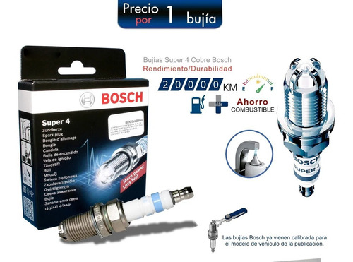 Bujia Bosch 4 Electrodos Vw Jetta Golf A4 Clasico 99-15