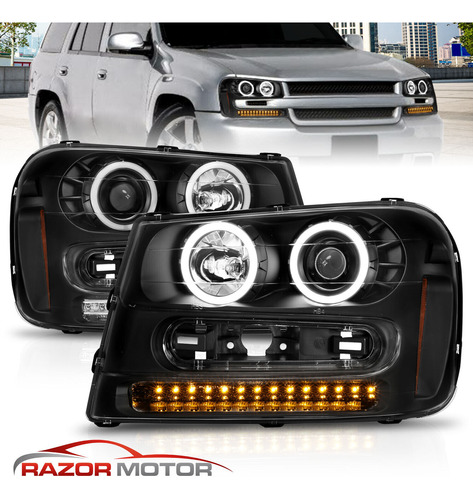 Par Faro Negro Led Chevrolet Trailblazer Lt 2005 4.2l