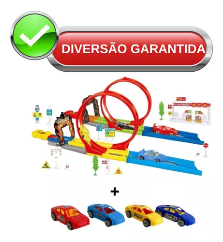 Pista Corrida Carrinho Brinquedo Infantil Looping 360 + 1 Moto Incluso no  Shoptime