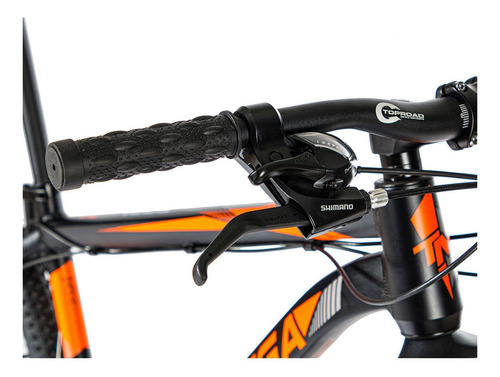 Imagen 3 de 6 de Mountain bike TopMega Regal R29 L 21v frenos de disco mecánico cambios Shimano Tourney color naranja