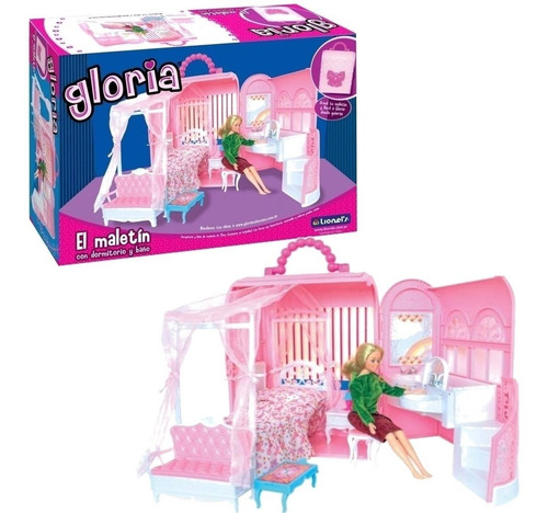 El Maletín Gloria Con Dormitorio Y Baño Casita De Muñeca