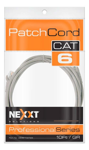 Cable De Red Patch Cord 10ft 3,10m Cat 6e Nexxt Gris