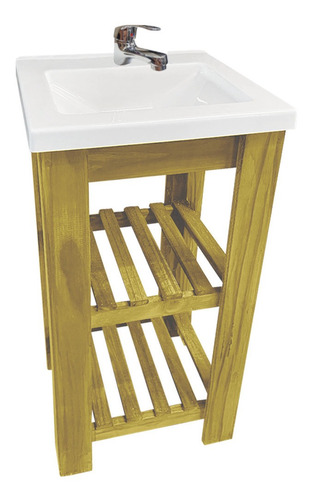 Imagen 3 de 6 de Vanitory Madera Pino Campo Acrilico Deck 40 Cm 1 Agujero Cta
