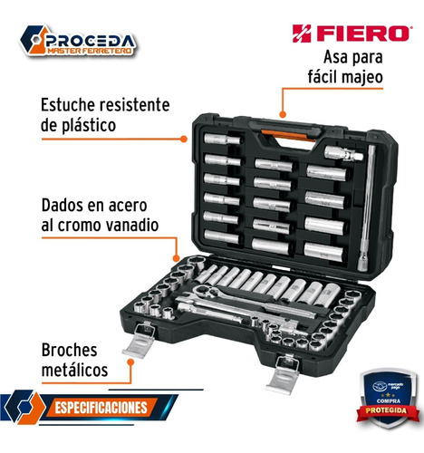 Juego De 56 Herramientas Cuadro 1/2 Std Y Mm, Truper 102261