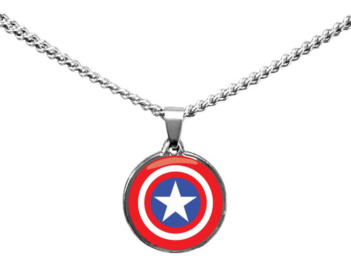 Collar Capitan America Dije Alación Y Cadena De Acero