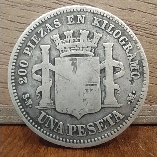 Antigua Moneda De Plata 1 Peseta España 1869 Km# 652
