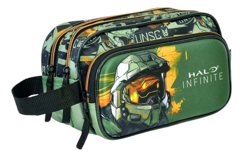 Mochila Halo Primaria Infinite Escolar Juvenil Lapicera Videojuego Reforzada Color Halo Verde Diseño De La Tela Lisa
