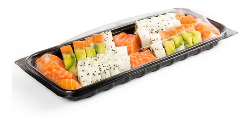 Bandeja Con Tapa Ideal Para Sushi Bandex 501 Pet X 20 Un.