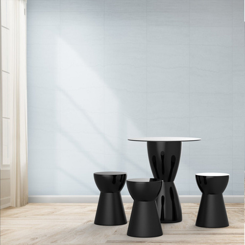 Conjunto Mesa Tampo Polipropileno 60cm E 3 Banquetas Fit Wt