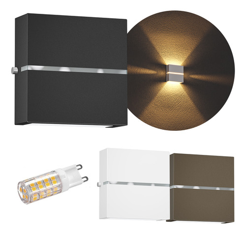 Kit 5 Arandelas Slim 1 Friso 2 Focos + 5 Leds G9 5w