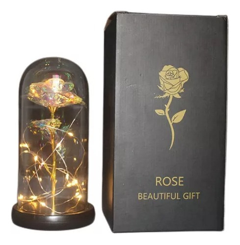 Flor Rosa Eterna Luz Vidrio Botella Led Ideal Para Regalo