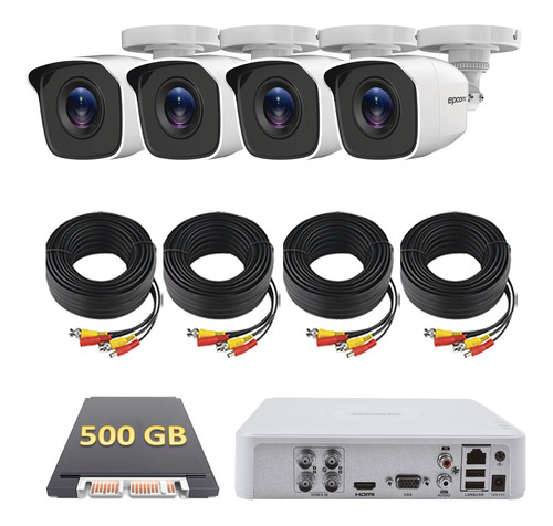 Kit Video Vigilancia 4 Cámaras 2-720p 2-1080p Epcom 500gb
