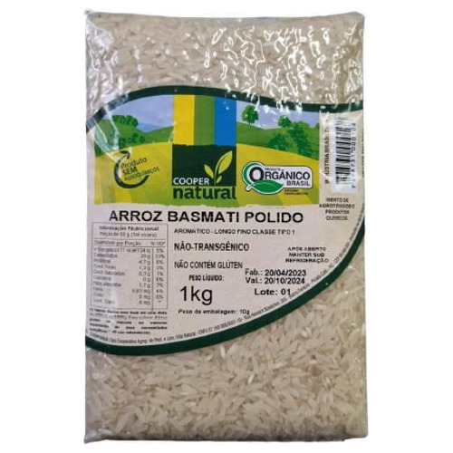 Kit 2x: Arroz Basmati Polido Orgânico Coopernatural 1kg