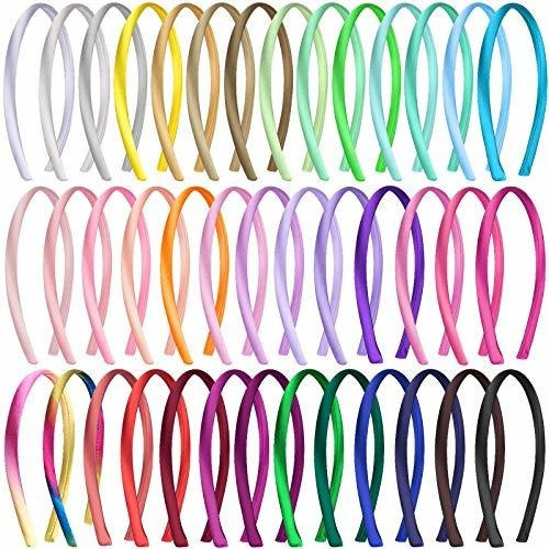 Diademas - Duufin 40 Pieces Satin Headbands Girls Plain Head