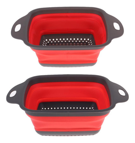 Juego De 2 Coladores Plegables Cuadrados De Silicona Aptos P