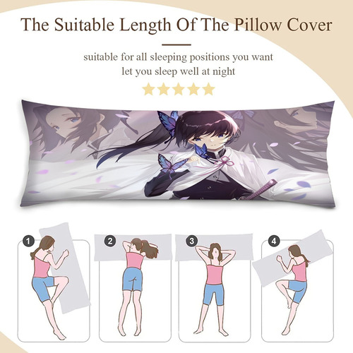 Cojin Almohada Larga Shinobu Mariposa Espada Cara 35x100cm