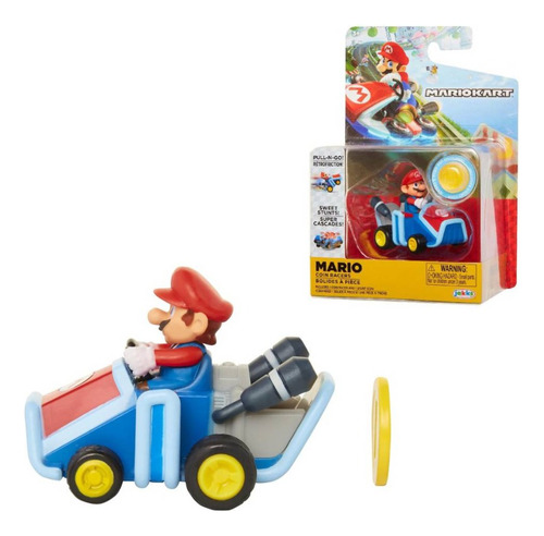 Mariokart Coche Con Moneda Mario 6 Cm