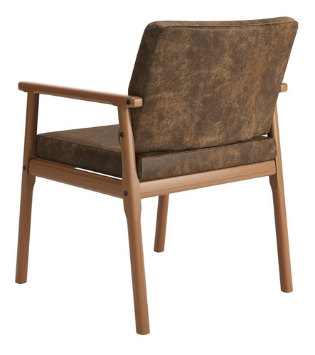 Poltrona Up Com Base De Madeira Nobuck Marrom