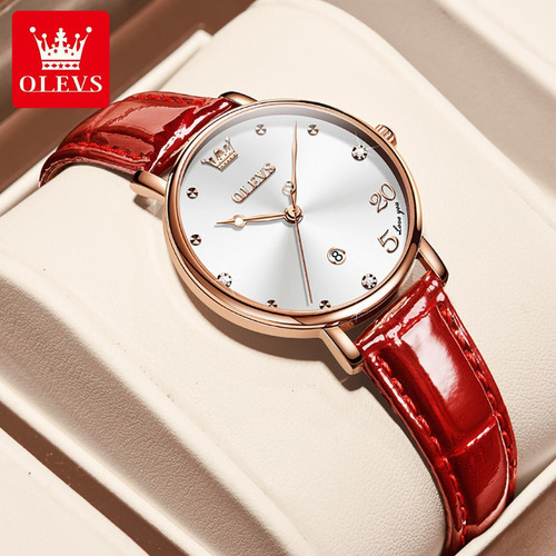 Reloj De Cuarzo Simple Olevs Calendar Diamond