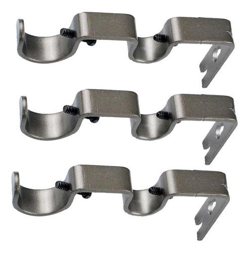 Soporte De Barra De Cortina Doble Gris De 6 Piezas De