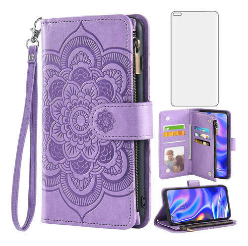 Funda Tipo Cartera Para Moto One 5g Color Morado