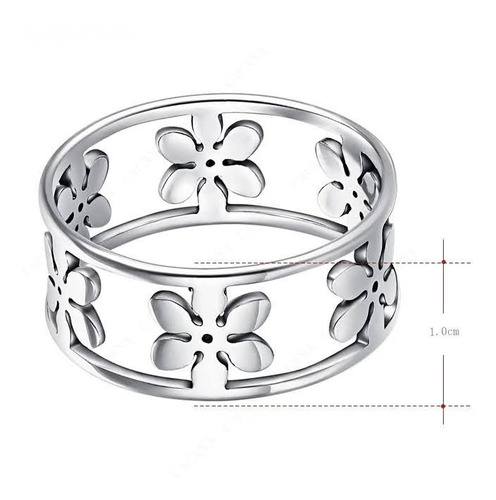 Imagen 2 de 3 de Anillo Floral De Acero Inoxidable Talla #7