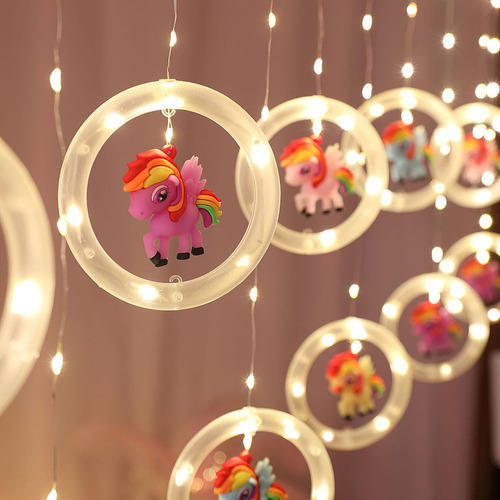 Luz De Cortina De Unicornio Para Decoración De Habitació [u]