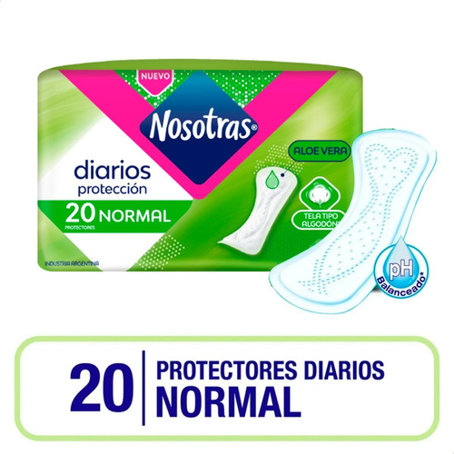 Imagen 2 de 7 de Nosotras Protector Diario Normal Aloe Vera Tipo Algodon 20u