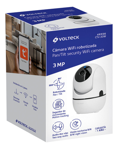 Cámara Wifi robotizada Tipo Bala, 2MP, Volteck CTV-30W, Color Blanco