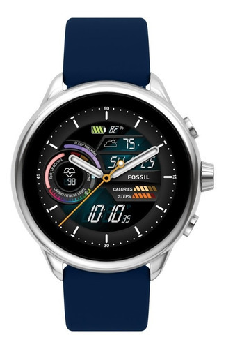 Smartwatch Fossil Hombre Gen 6 Wellness Silicon Color De La Caja Azul