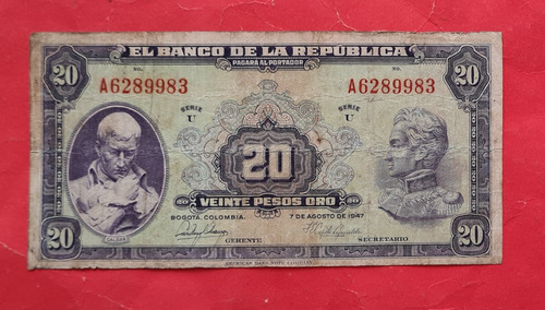 Billete Veinte Pesos 1947
