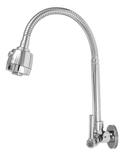 comprar Torneira cozinha Base em metal com tubo cromado tubo flexível com 2 jatos arejador Império das Torneiras Gourmet Parede 3372 cor prateado
