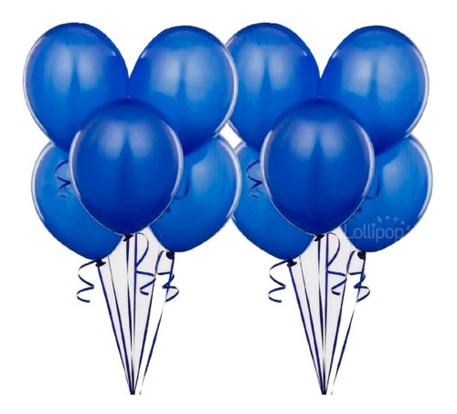 Imagen 1 de 2 de Globos Azules Perlados  X 25 U - Lollipop