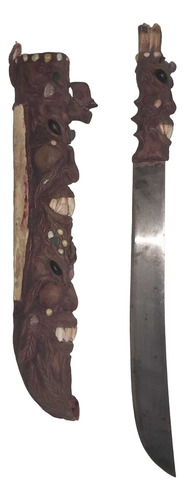 Antiguo Machete Tramontina Y Cuchillo Con Diseño Artesanal Marrón (Usado)