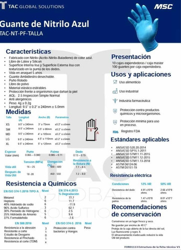 Imagen 2 de 2 de Guante De Nitrilo Tac Talla L