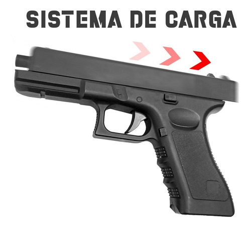 Imagen 2 de 10 de Pistola Airsoft Glock 18 Replica Resorte Spring Metálica